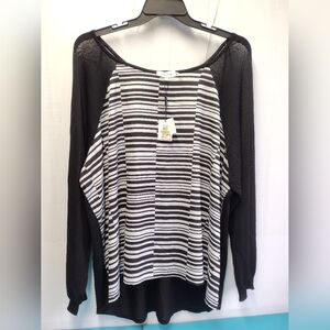 CALVIN KLEIN Pullover High- Low Blouse Cardigan Lightweight Black 3X